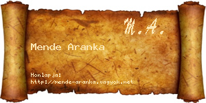 Mende Aranka névjegykártya